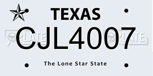 CJL4007 Texas License Plate