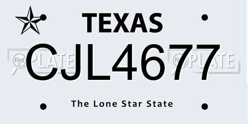 CJL4677 Texas License Plate