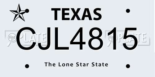 CJL4815 Texas License Plate