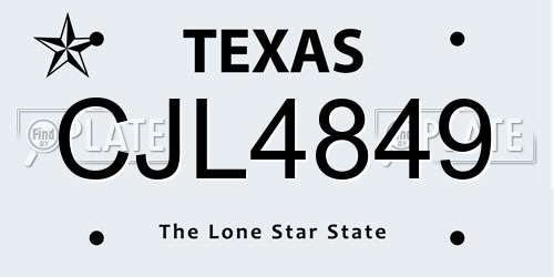 CJL4849 Texas License Plate