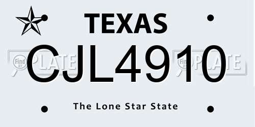 CJL4910 Texas License Plate