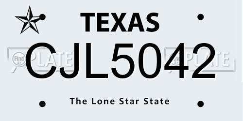 CJL5042 Texas License Plate