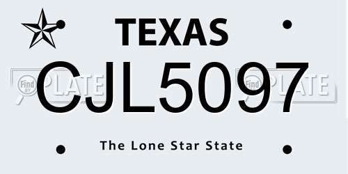 CJL5097 Texas License Plate