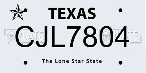 CJL7804 Texas License Plate