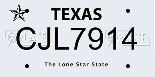 CJL7914 Texas License Plate