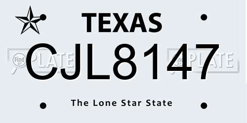 CJL8147 Texas License Plate