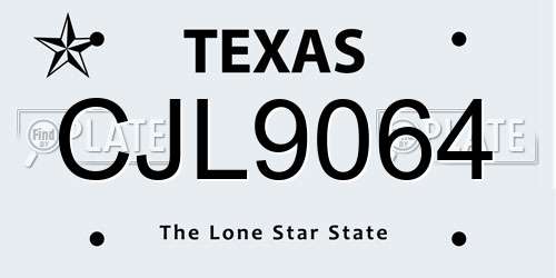 CJL9064 Texas License Plate