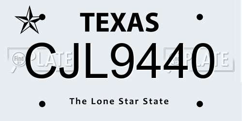 CJL9440 Texas License Plate