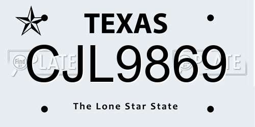 CJL9869 Texas License Plate