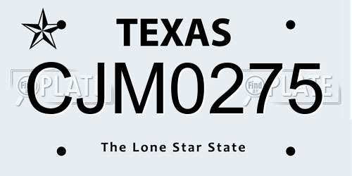 CJM0275 Texas License Plate