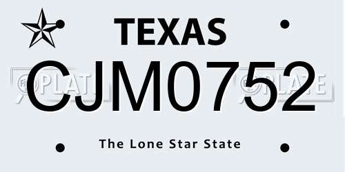 CJM0752 Texas License Plate
