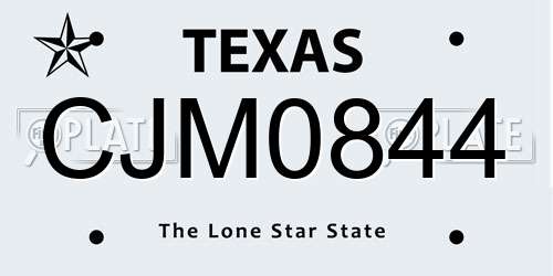 CJM0844 Texas License Plate