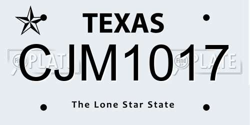 CJM1017 Texas License Plate