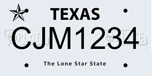 CJM1234 Texas License Plate