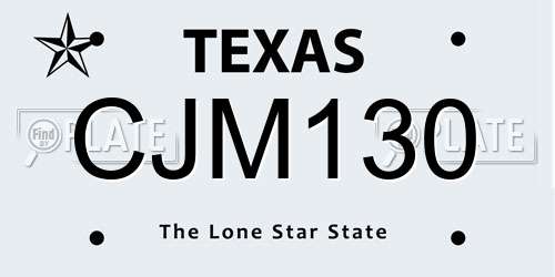 CJM130 Texas License Plate