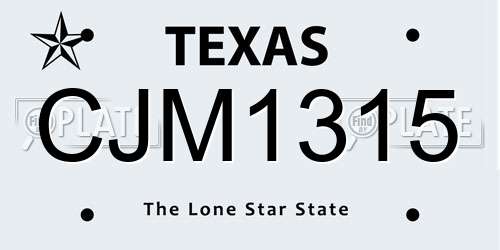 CJM1315 Texas License Plate