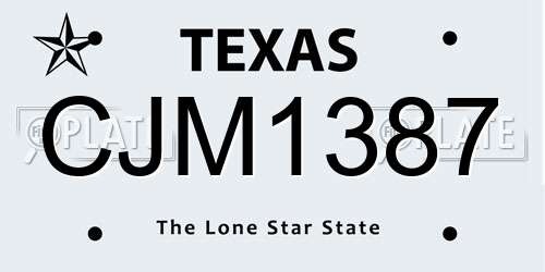 CJM1387 Texas License Plate