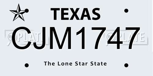 CJM1747 Texas License Plate