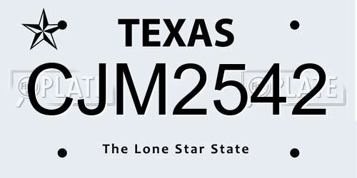 CJM2542 Texas License Plate