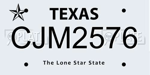 CJM2576 Texas License Plate