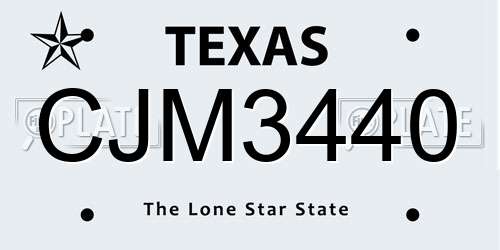 CJM3440 Texas License Plate