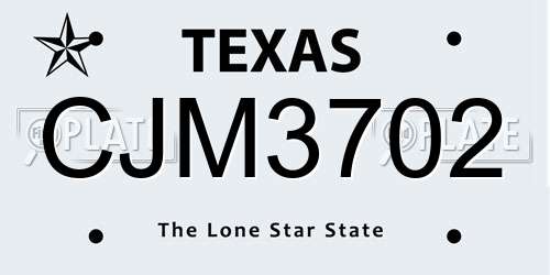 CJM3702 Texas License Plate