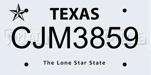 CJM3859 Texas License Plate