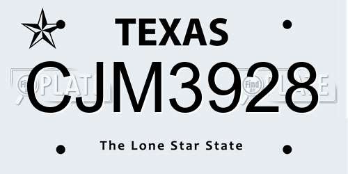 CJM3928 Texas License Plate