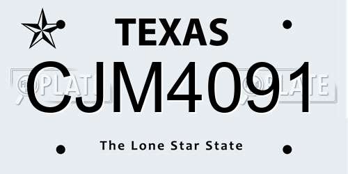 CJM4091 Texas License Plate