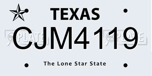 CJM4119 Texas License Plate