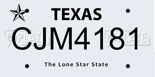 CJM4181 Texas License Plate