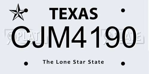 CJM4190 Texas License Plate