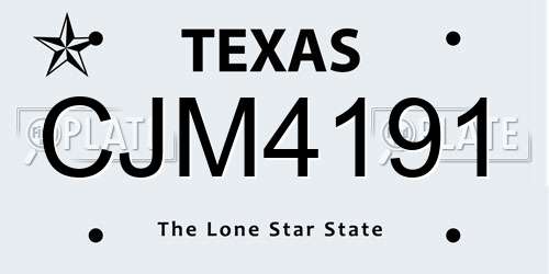 CJM4191 Texas License Plate