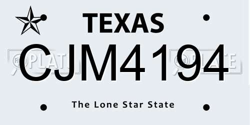 CJM4194 Texas License Plate
