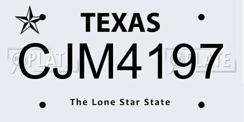 CJM4197 Texas License Plate