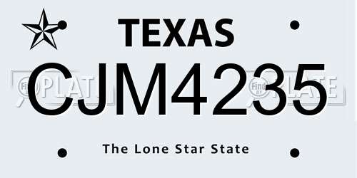 CJM4235 Texas License Plate