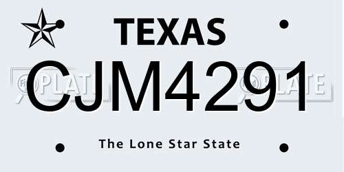 CJM4291 Texas License Plate