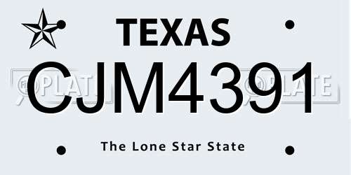 CJM4391 Texas License Plate