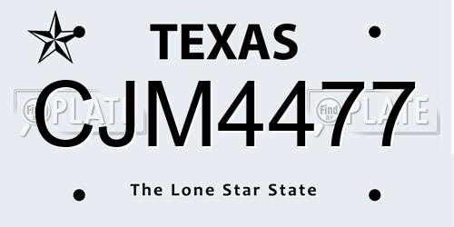 CJM4477 Texas License Plate