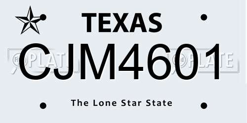 CJM4601 Texas License Plate