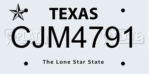 CJM4791 Texas License Plate