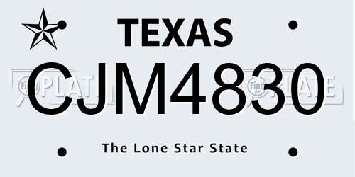 CJM4830 Texas License Plate