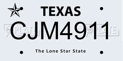 CJM4911 Texas License Plate