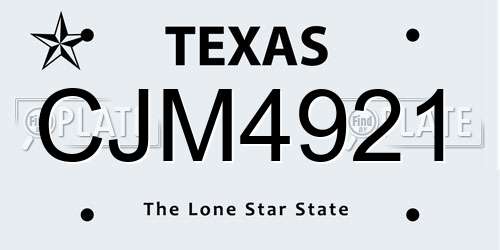 CJM4921 Texas License Plate
