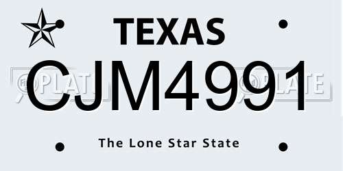 CJM4991 Texas License Plate