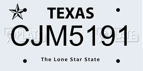 CJM5191 Texas License Plate