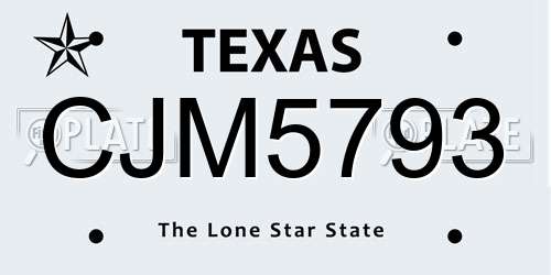 CJM5793 Texas License Plate