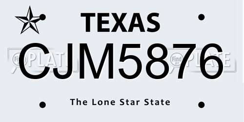 CJM5876 Texas License Plate