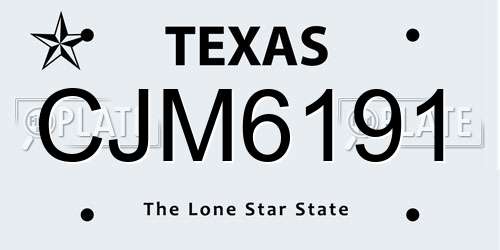 CJM6191 Texas License Plate