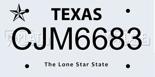 CJM6683 Texas License Plate